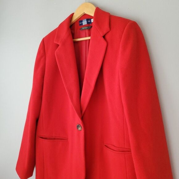 Pursuits LTD Red Wool Cashmere Blend Vintage Blazer Front Pockets Womens 10 - Picture 5 of 9